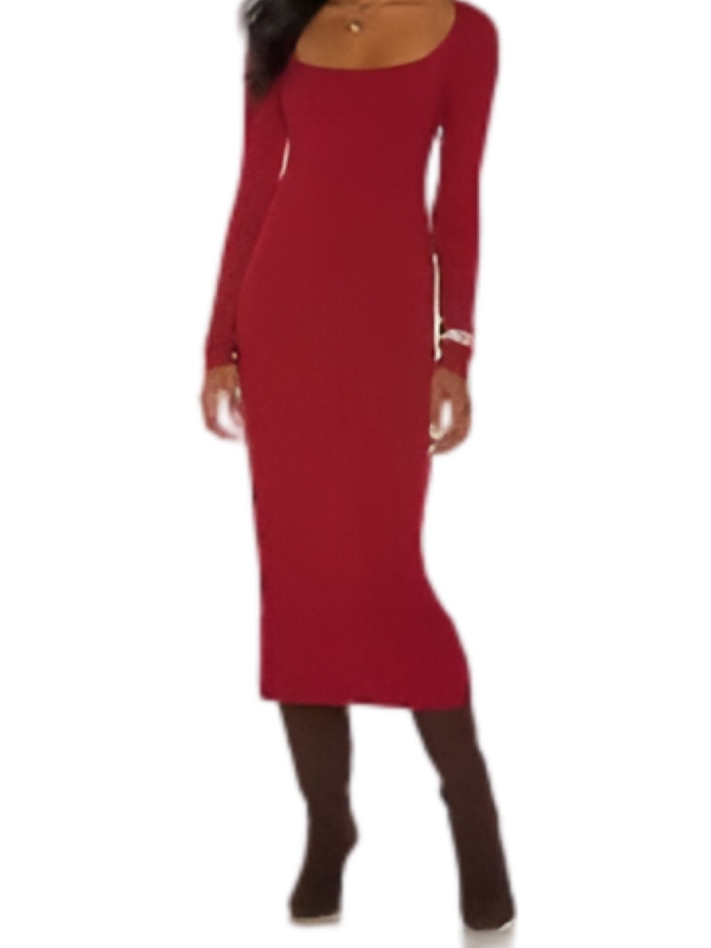 Ribbed Burgundy Midi Dress - House of Harlow 1960 NWT Medium